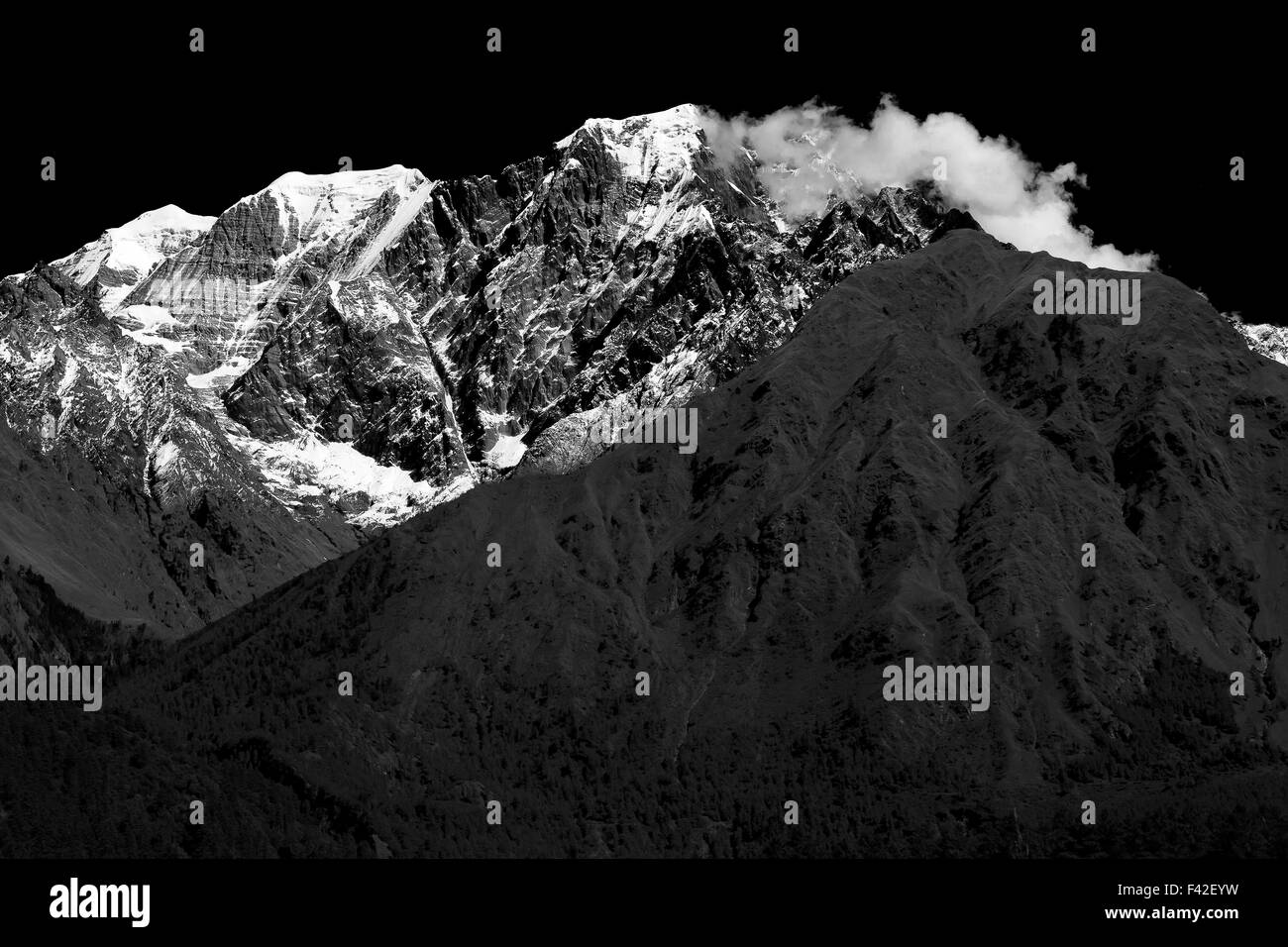 Annapurna-Gebirge in Nepal Stockfoto