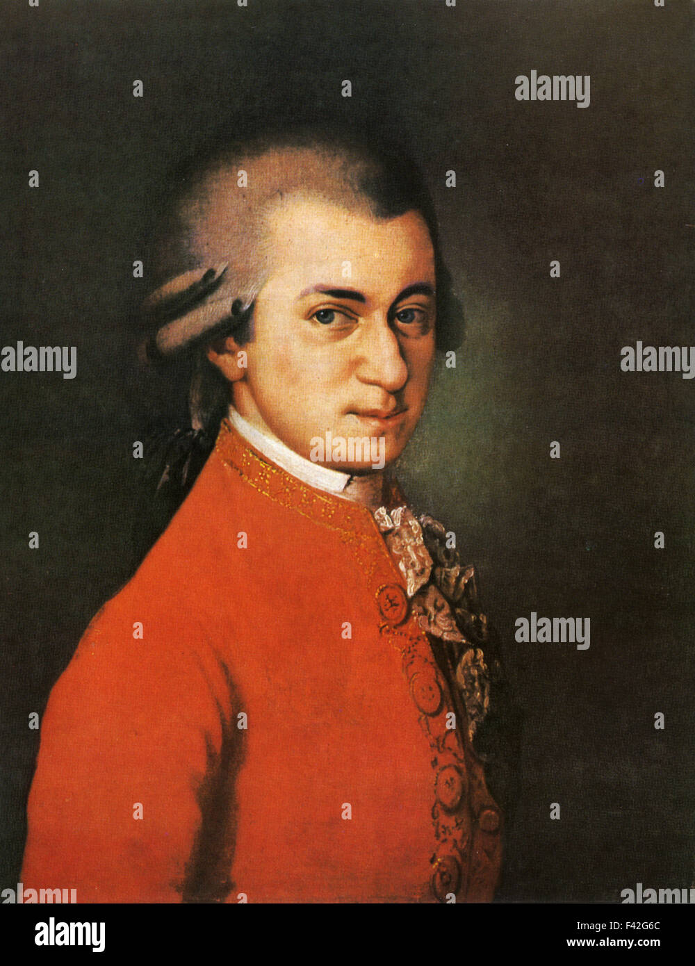 WOLFGANG AMADEUS MOZART (1756-1791) österreichischer Komponist über 1780 aus dem Portrait von Johann Croce. Stockfoto