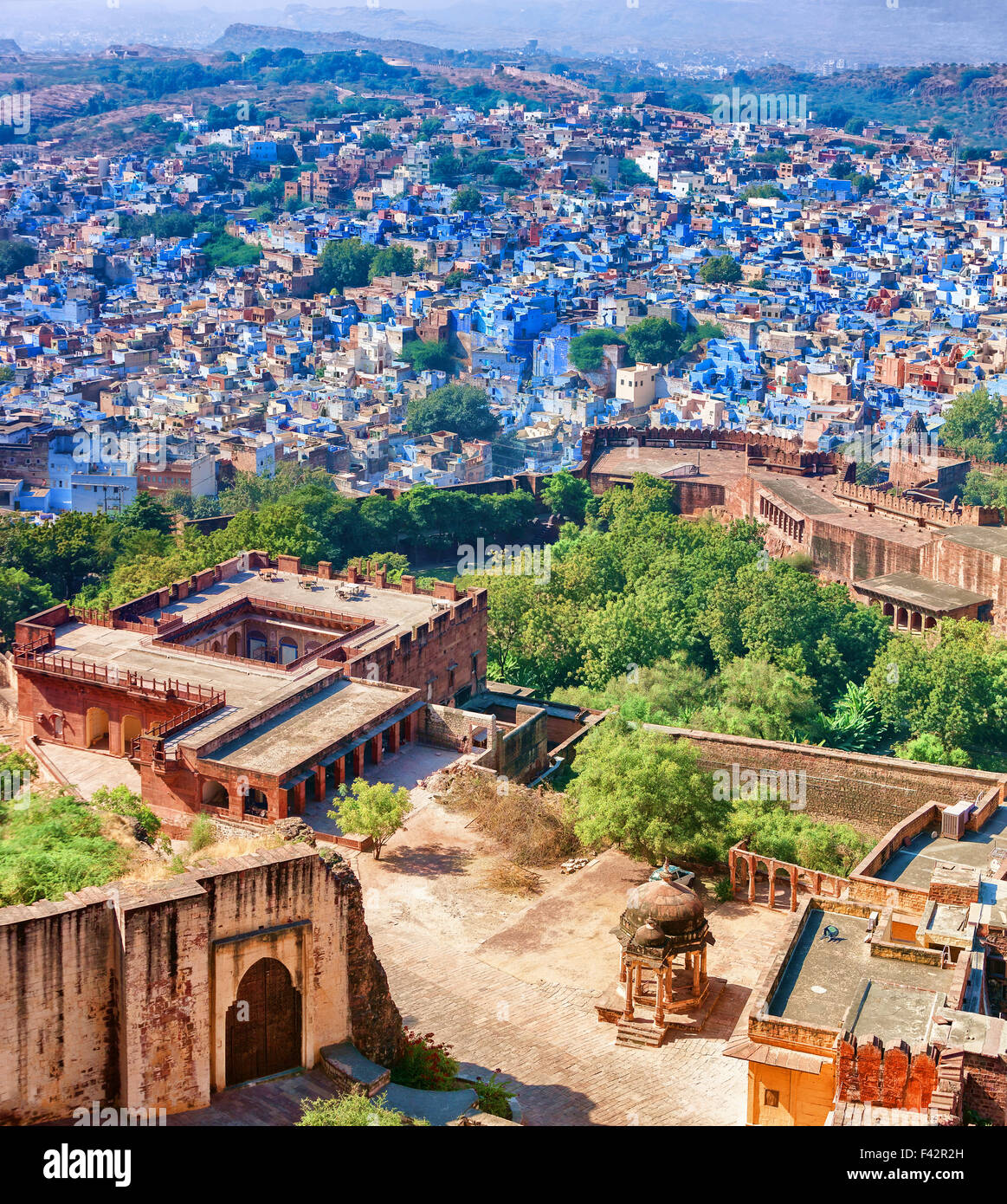 Jodhpur. Die blaue Stadt und Mehrangarh Fort. Rajasthan, Indien, Asien Stockfoto