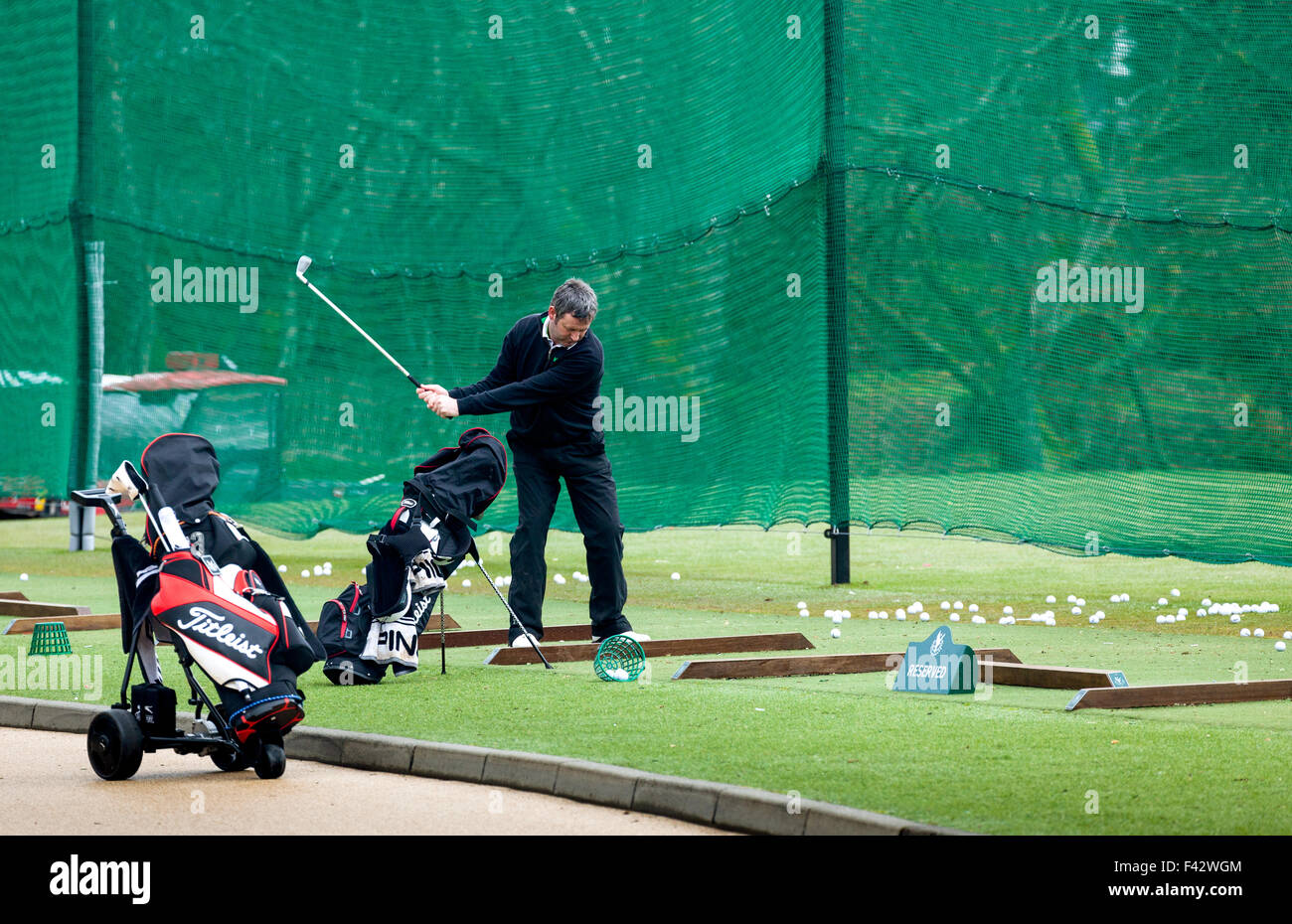 Konzentration im Golf-Training. Gleneagles Schottland, Vereinigtes Königreich Stockfoto