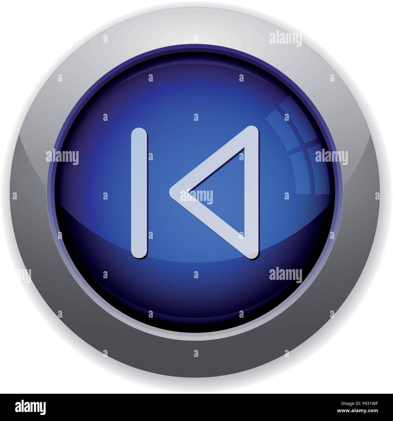 Frühere Web-Taste blau glänzenden Medien Stock Vektor