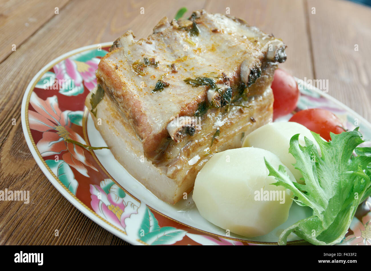 Gebratener Schweinebauch Stockfoto