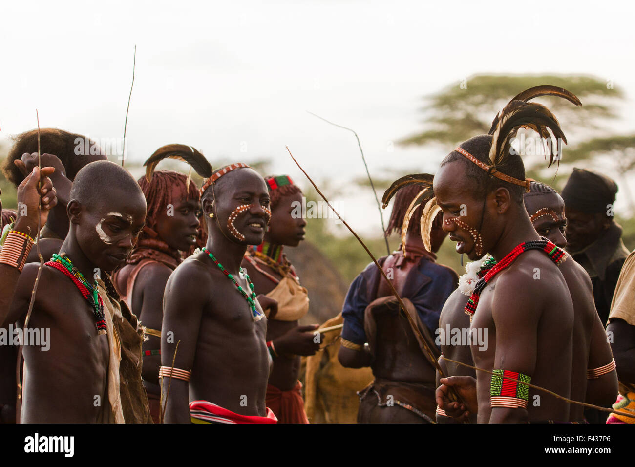 Afrika, Äthiopien, Omo River Valley Hamer Stamm Männer Stockfoto