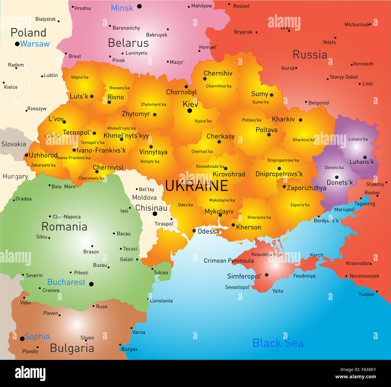 Neue Karte Ukraine Stockfoto