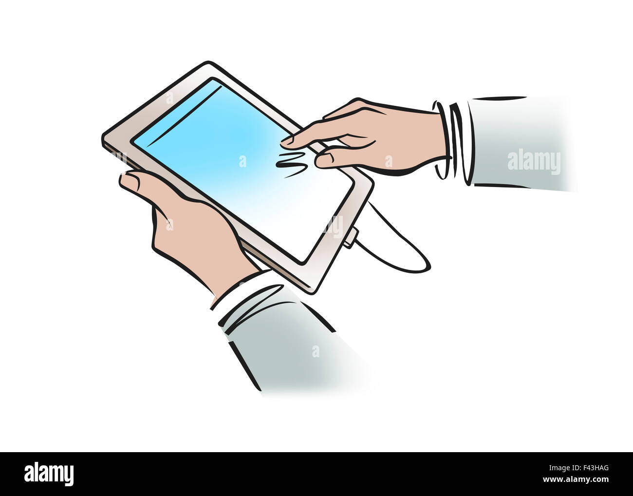Illustration der Geschäftsmann Hände halten digital-Tablette Stockfoto