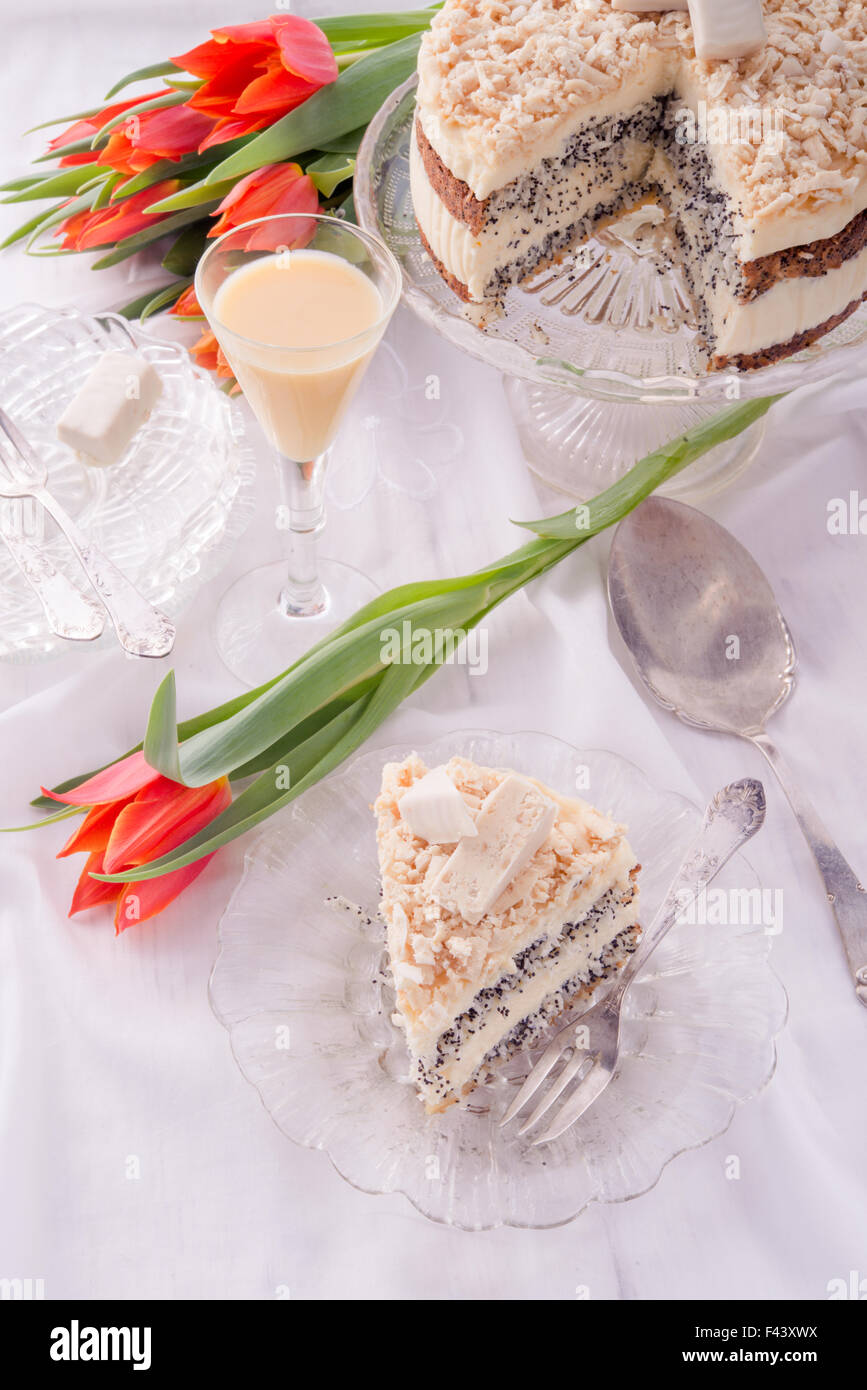 Mandel-Käsekuchen Stockfoto