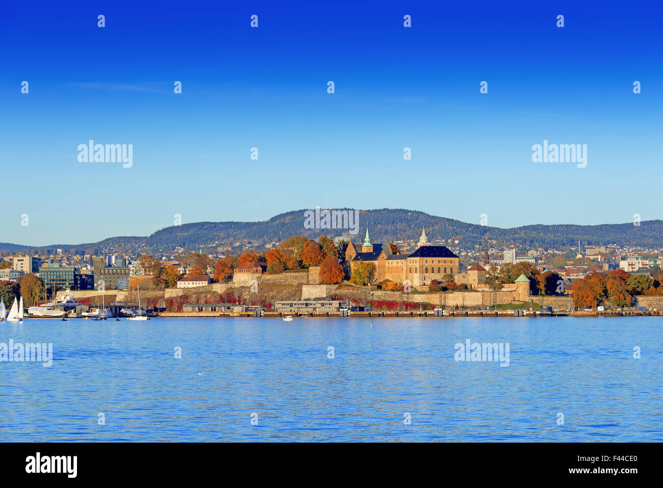 Akershus Festung goldene Uhr Stockfoto