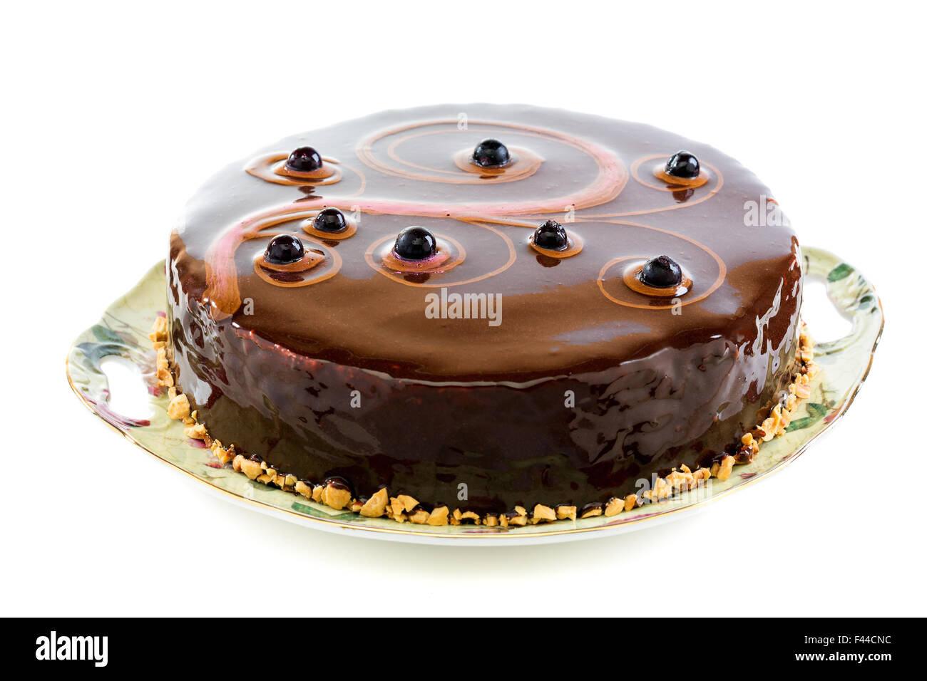 Kuchen mit Schokoladenglasur. Stockfoto