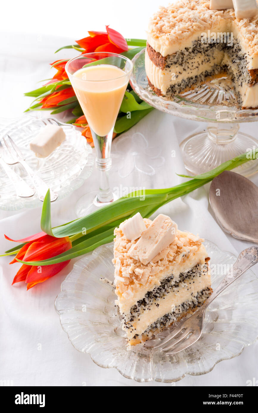 Mandel-Käsekuchen Stockfoto