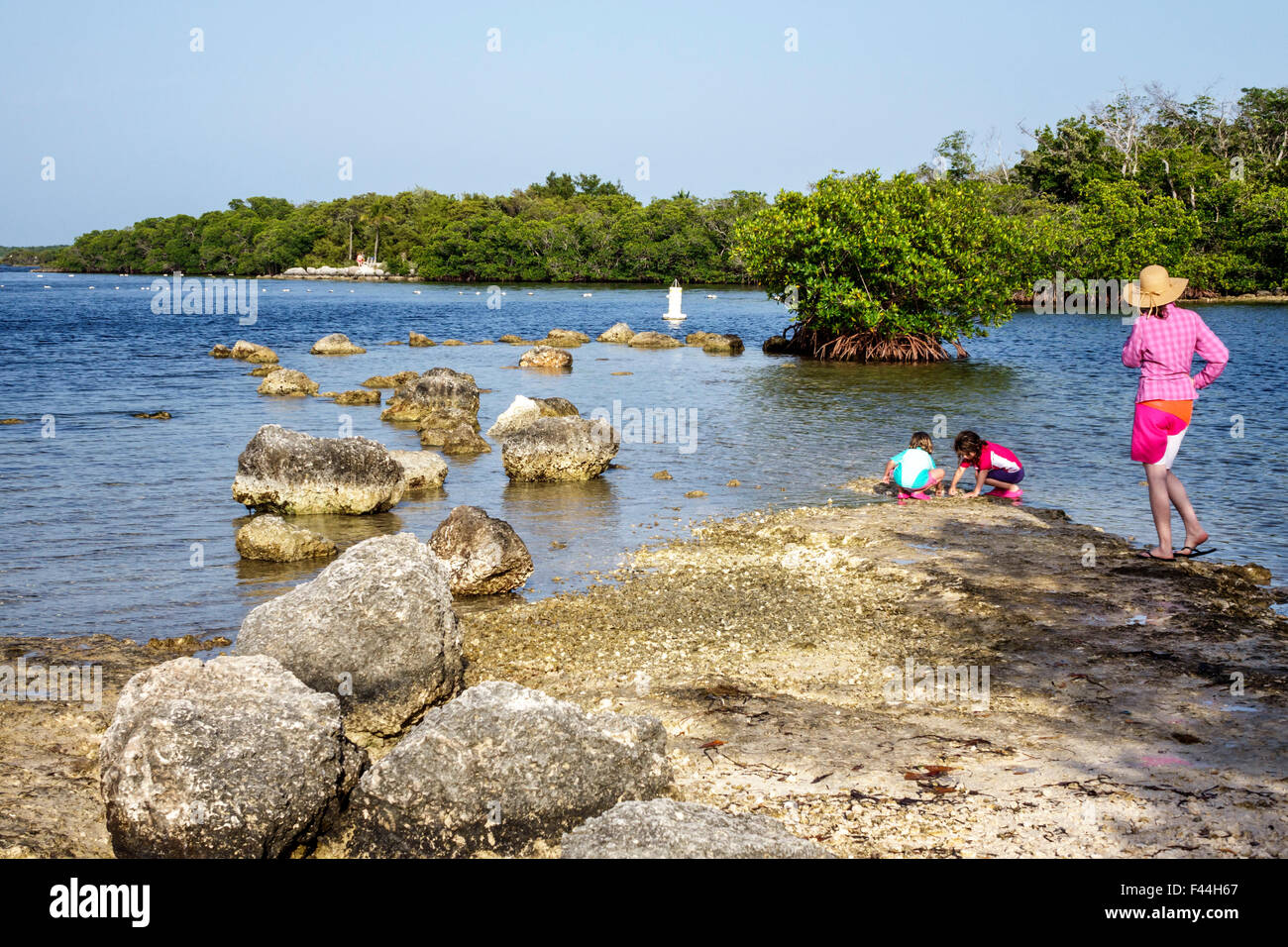 Florida Keys, Highway Route 1 Overseas Highway, Key Largo, John Pennekamp Coral Reef State Park, Largo Sound, Junge, Mädchen, Youngster, weibliche Kinder Stockfoto