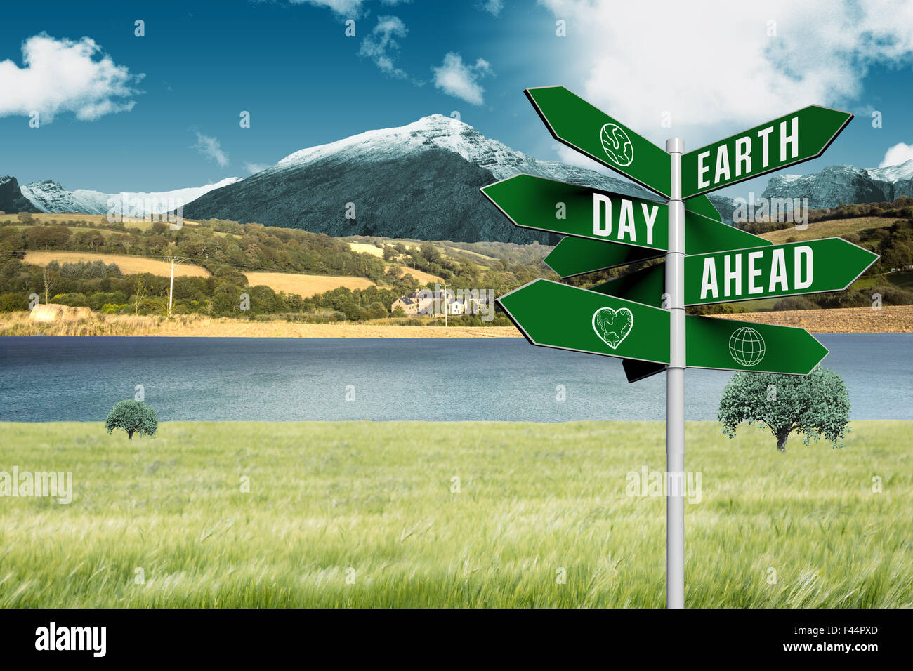 Zusammengesetztes Bild des Earth Day ahead Stockfoto