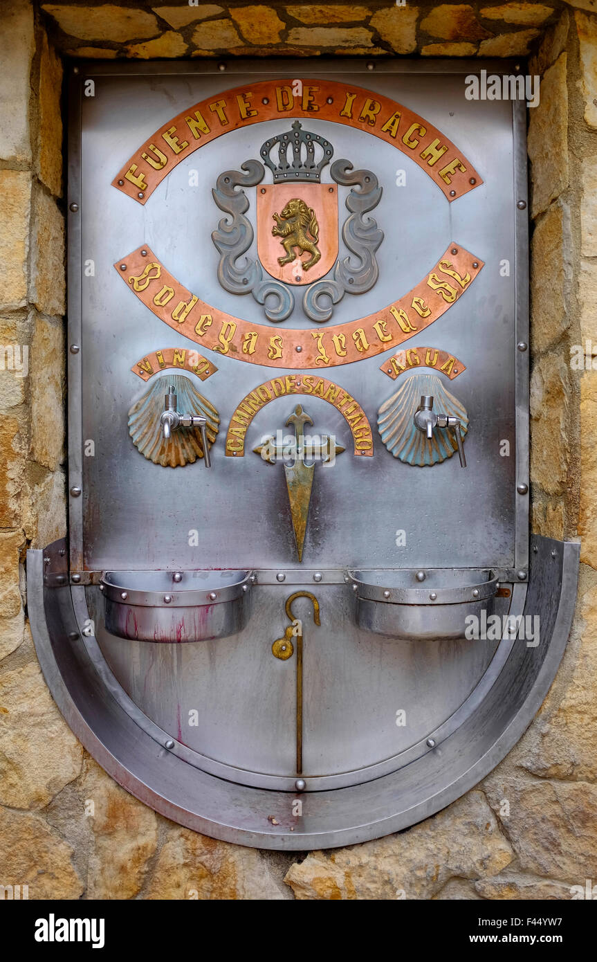 Irache Wein Brunnen, Ayegui, Navarra, Spanien Stockfoto
