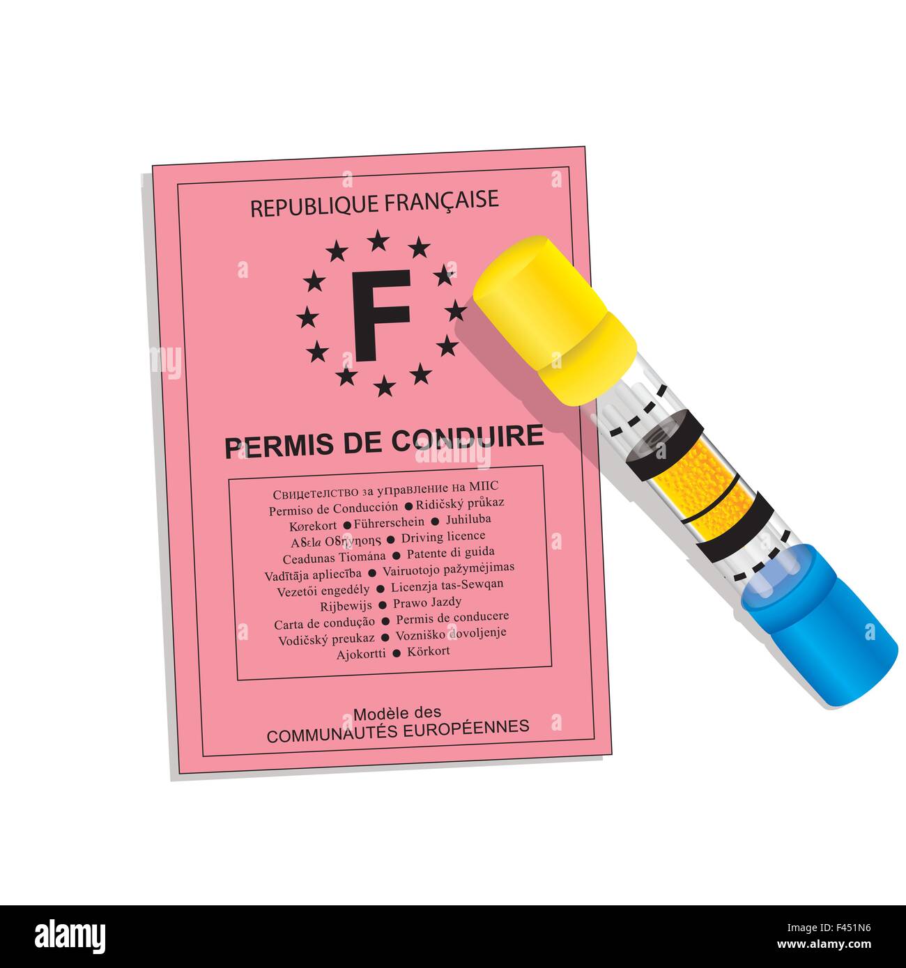 Alkoholtester und französischen Führerschein Stock Vektor