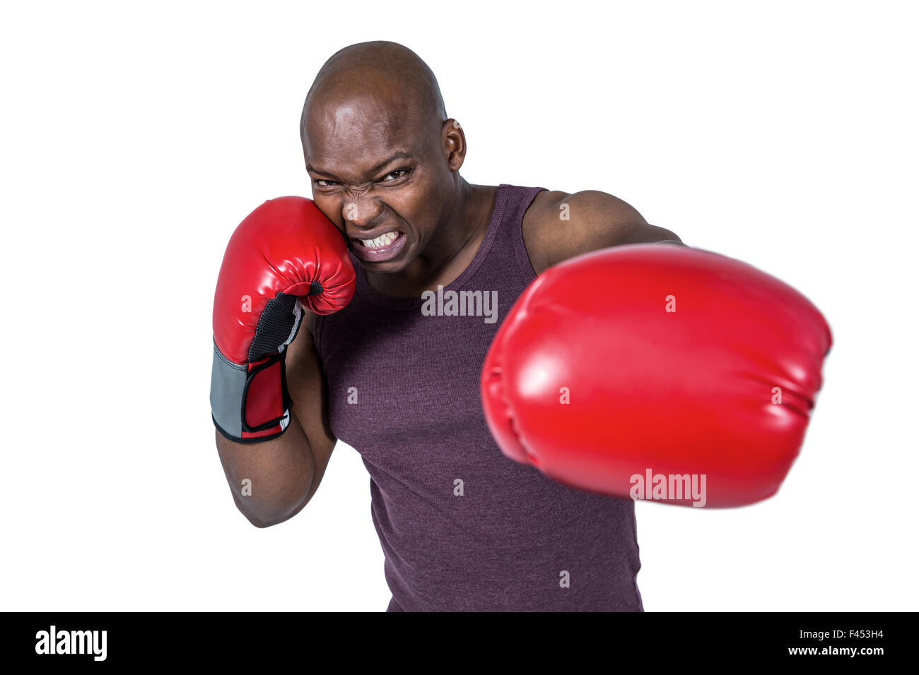 Fit Mann mit Boxhandschuhen Stockfoto