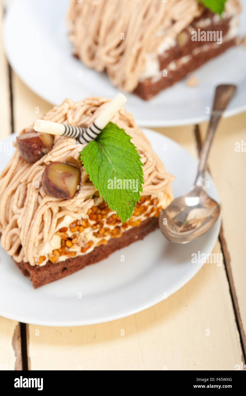 Kastanien-Sahne-Torte dessert Stockfoto