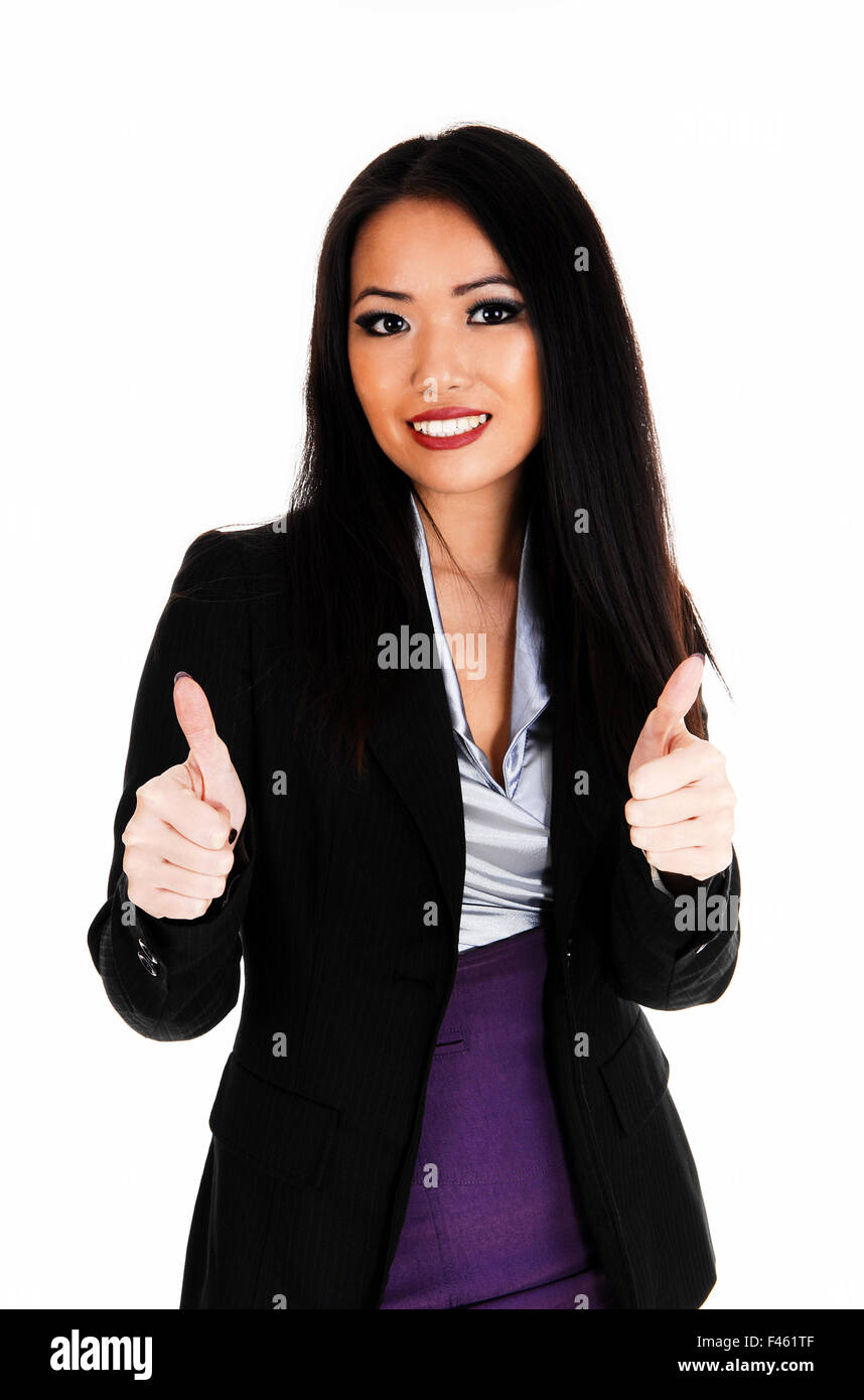 Business-Frau mit Daumen oben. Stockfoto