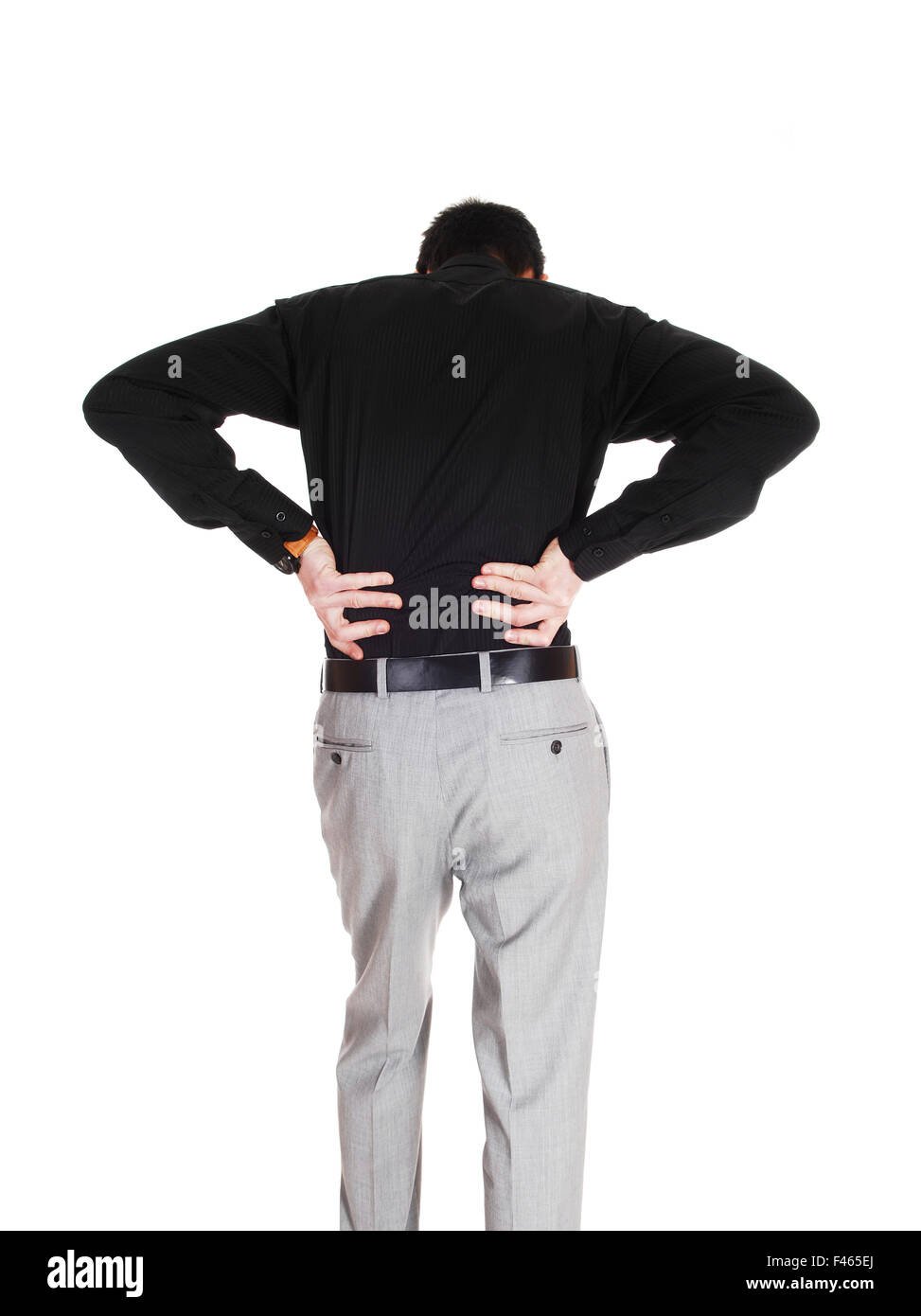 Mann mit schweren Schmerzen im Rücken. Stockfoto