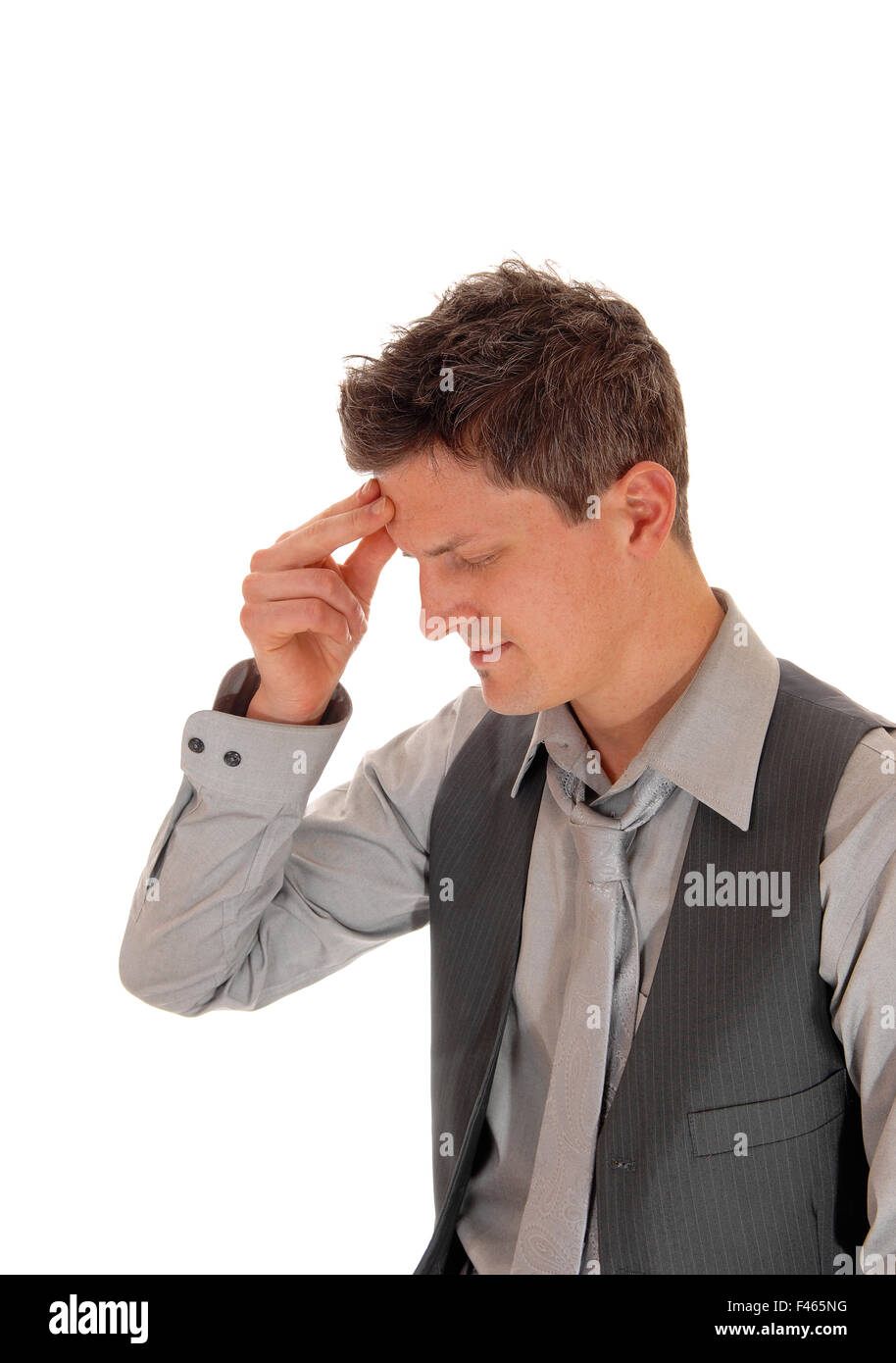 Mann mit Hand auf die Stirn. Stockfoto