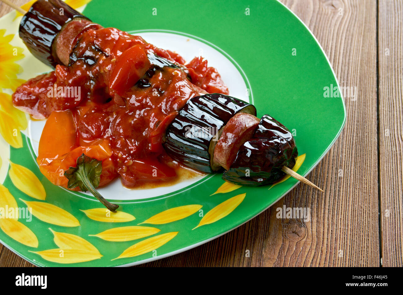 Patlıcan Kebabı - Aubergine Kebab. Türkische Küche. Stockfoto