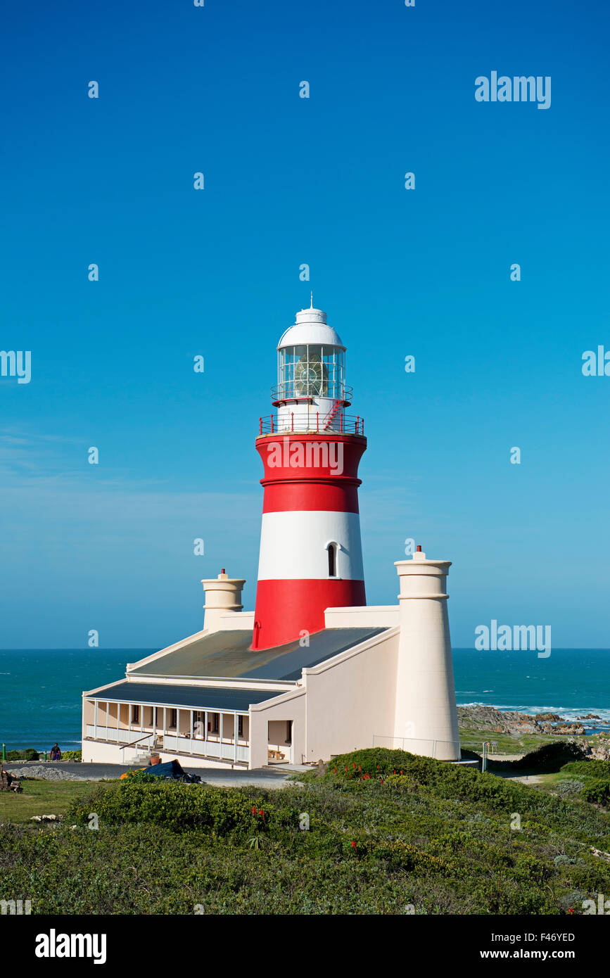 Leuchtturm am Cape Agulhas, dem südlichsten Punkt Afrikas, Western Cape, Südafrika Stockfoto