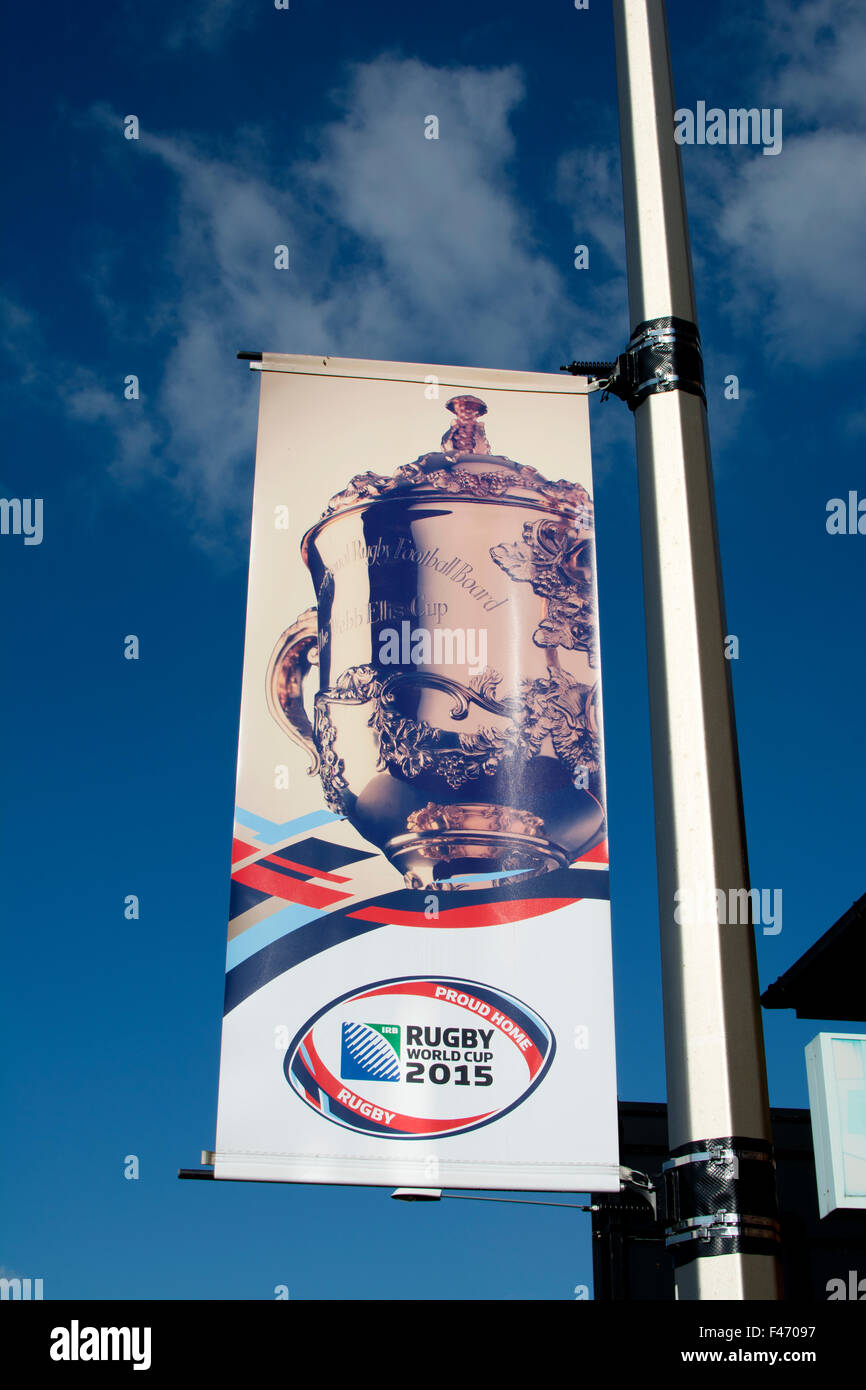 Rugby World Cup 2015 Banner, Rugby, Warwickshire, UK Stockfoto