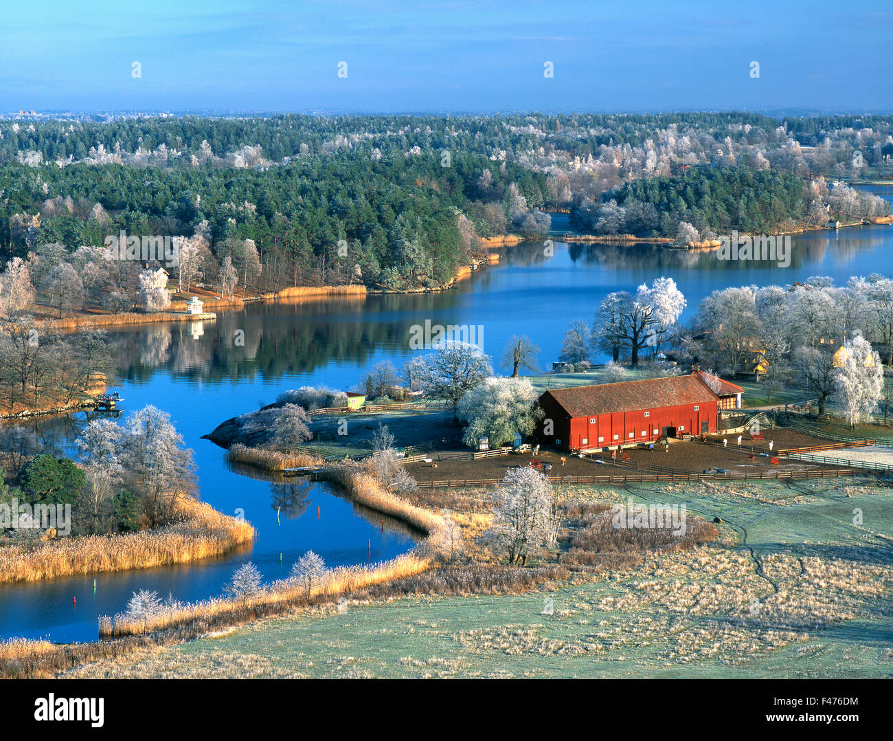 Frostige Landschaft, Lidingo, Schweden. Stockfoto