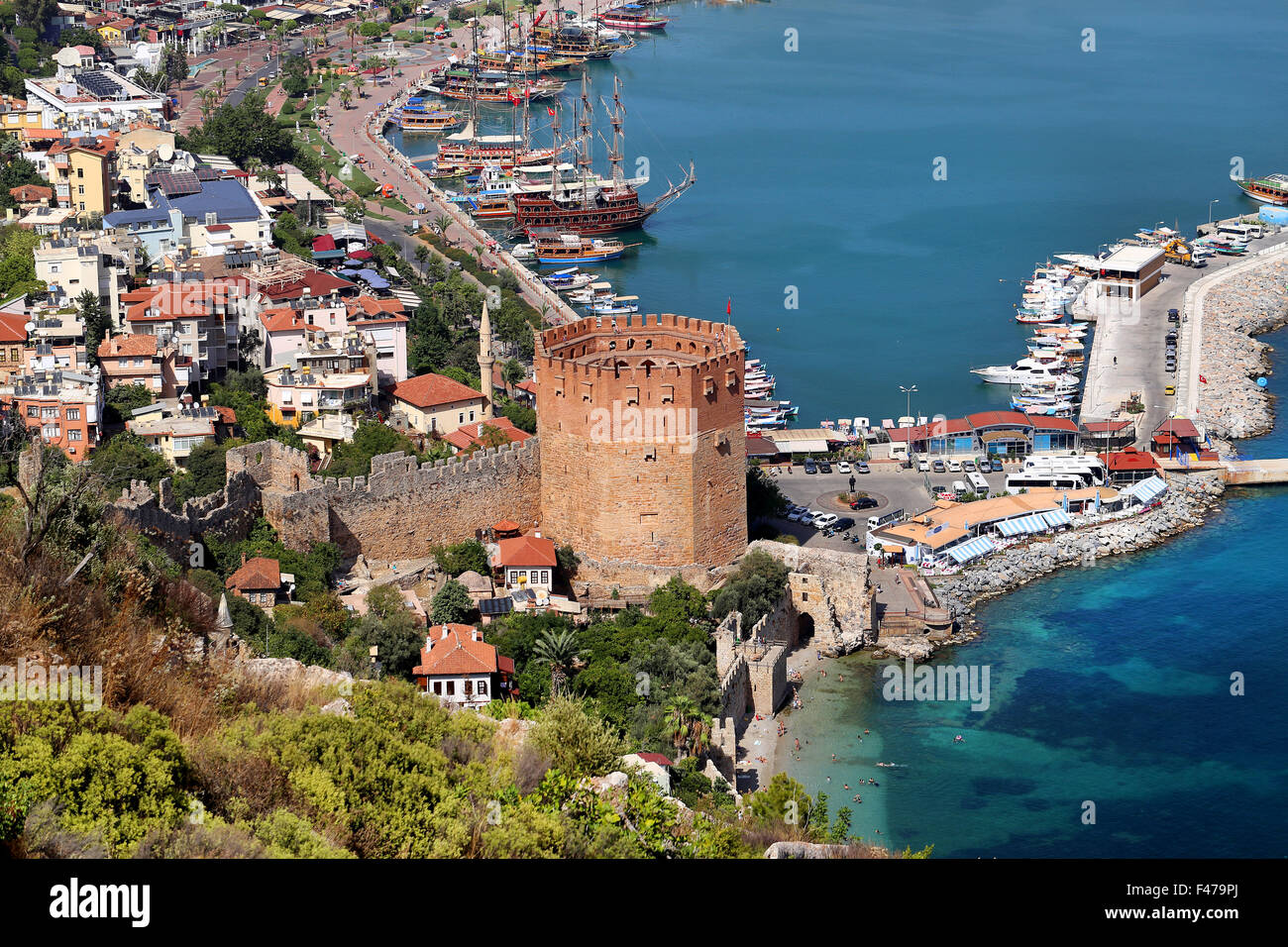 Roter Turm Kizil Kule in Alanya in der Türkei Stockfoto