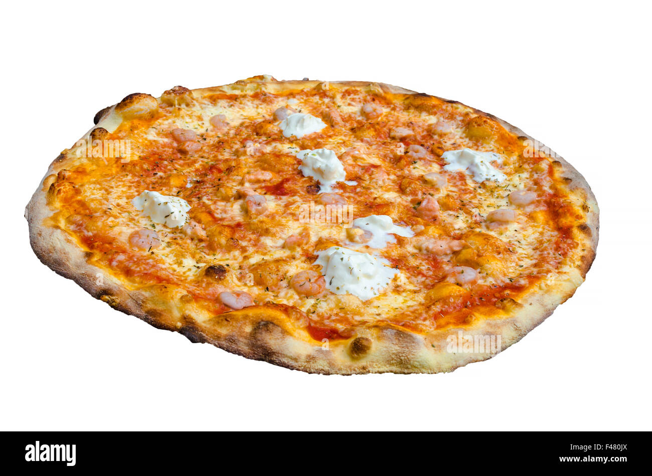 Pizza Garnelen Stockfoto