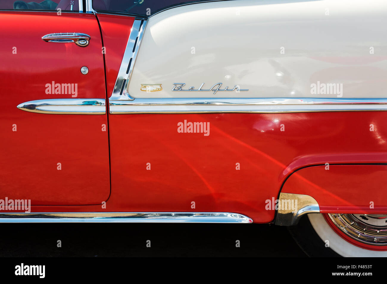 1955 Chevrolet Belair, Sportcoupé. Amerikanische Oldtimer Stockfoto