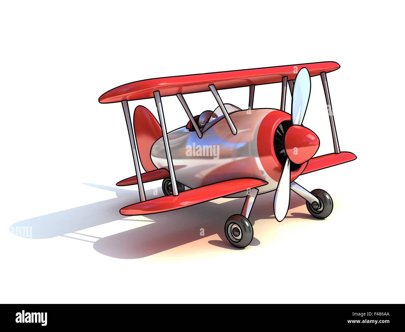 Cartoon-wie Flugzeug 3d Illustration isoliert auf weißem Hintergrund Stockfoto