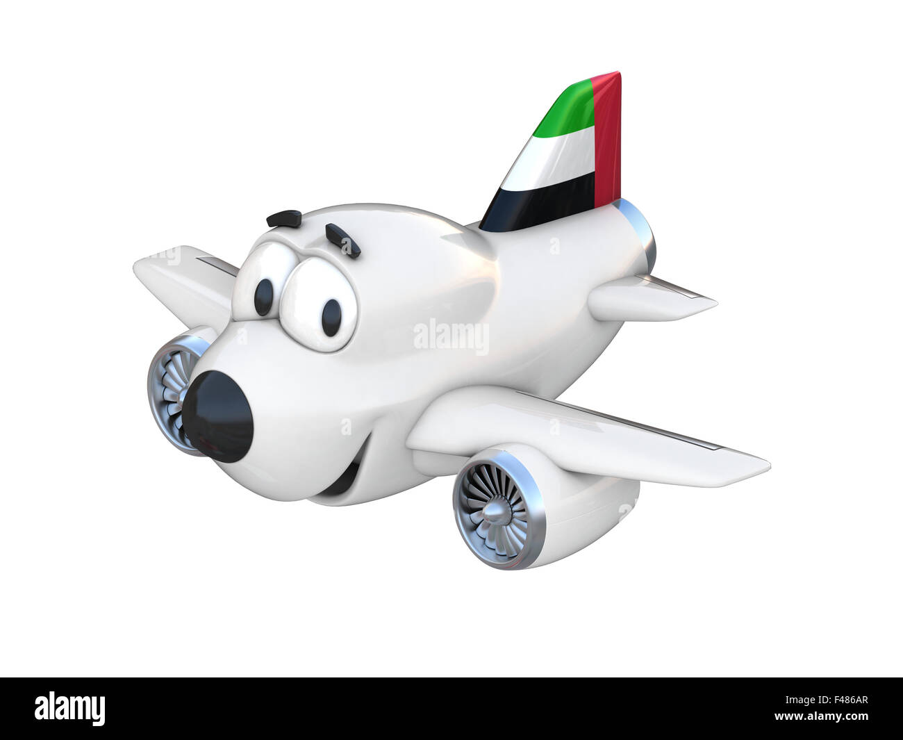 Cartoon-Flugzeug mit einem lächelnden Gesicht - Flagge Vereinigte Arabische Emirate Stockfoto