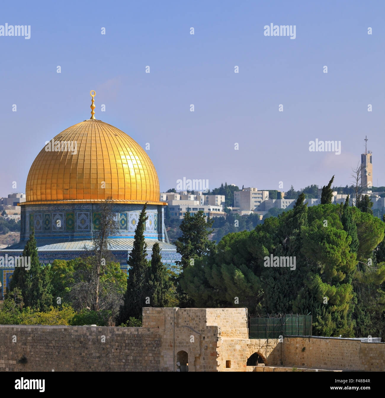 Die goldene Kuppel der Moschee von Omar Stockfoto