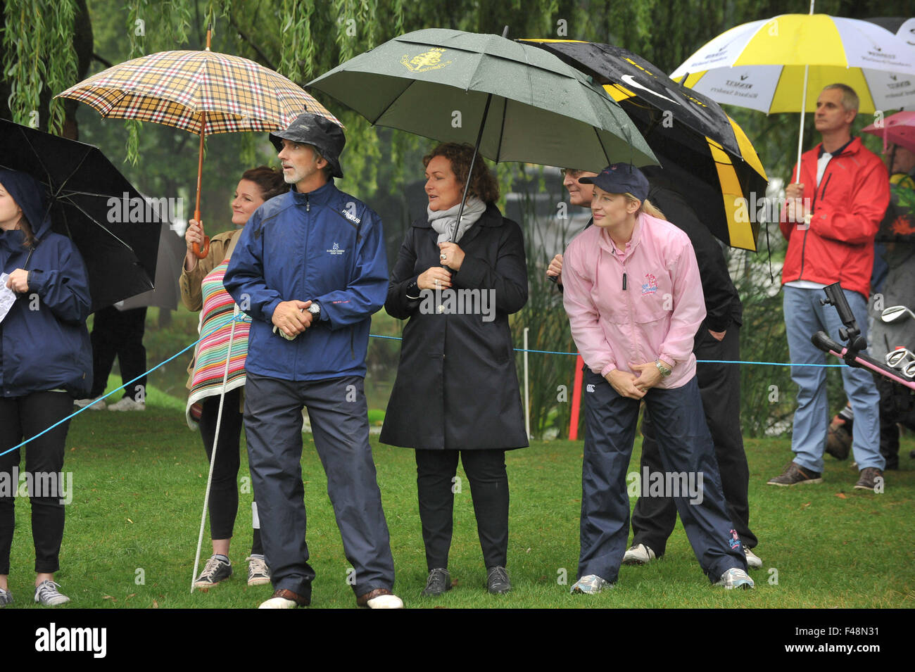 2015 Farmfoods britische Par-3-Meisterschaft statt, im Nailcote-Saal - Tag mit 4: Damon Hill OBE wo: Solihull, Großbritannien: 14. August 2015 Stockfoto