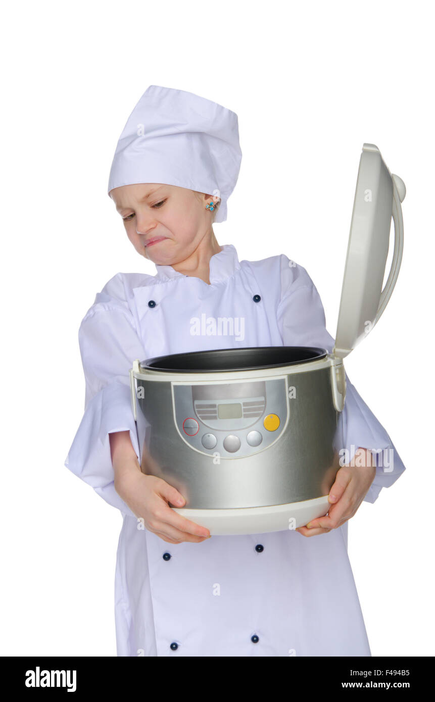 Unzufrieden Koch mit slow cooker Stockfoto