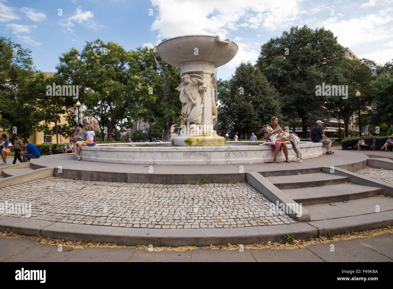 WASHINGTON, DC - 8. August 2015: Blick auf Brunnen am Dupont Circle in Washington DC. Stockfoto