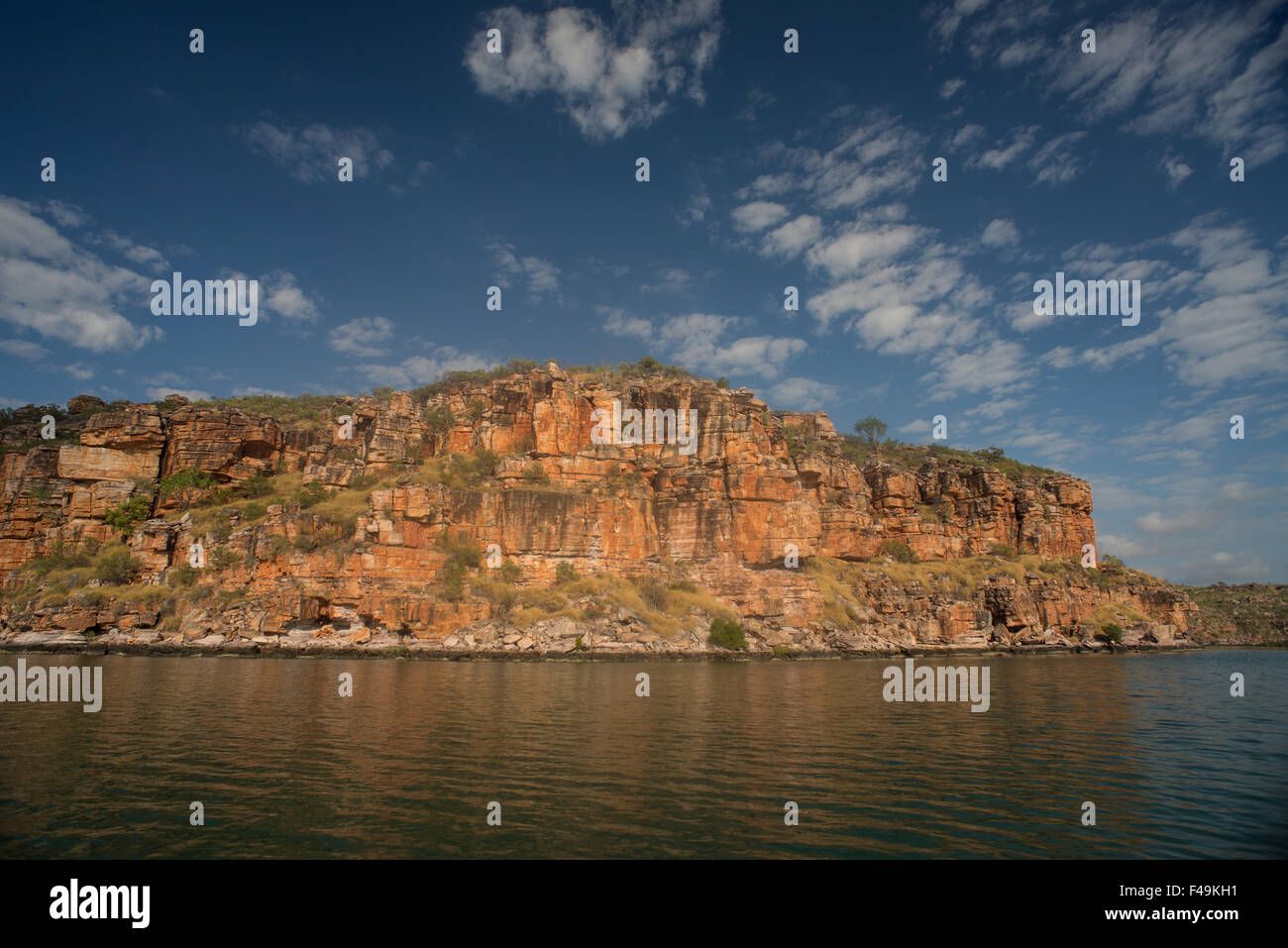 Sandstein-Klippen, King George River, Kimberley, Western Australia. Stockfoto