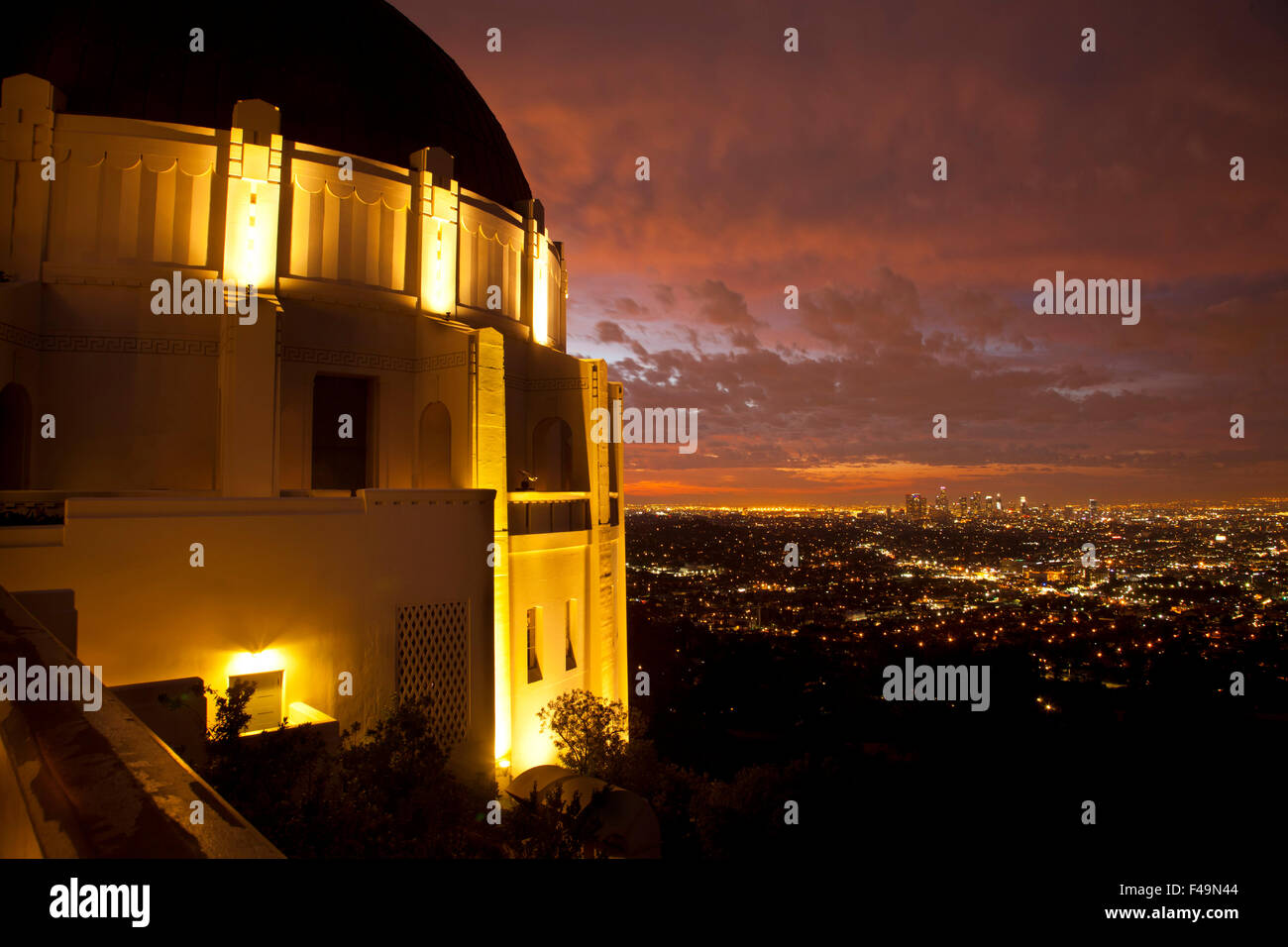 Sunrise Ar das Griffith Observatory, Los Angeles, Kalifornien, USA Stockfoto