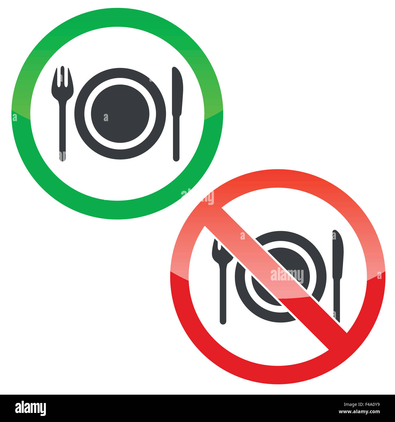 Essen Berechtigungssatz Zeichen Stockfoto