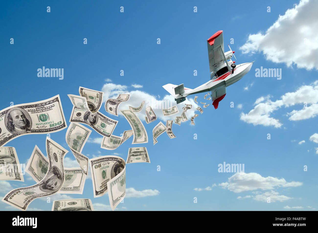 Wasserflugzeug und US-Dollar Stockfoto