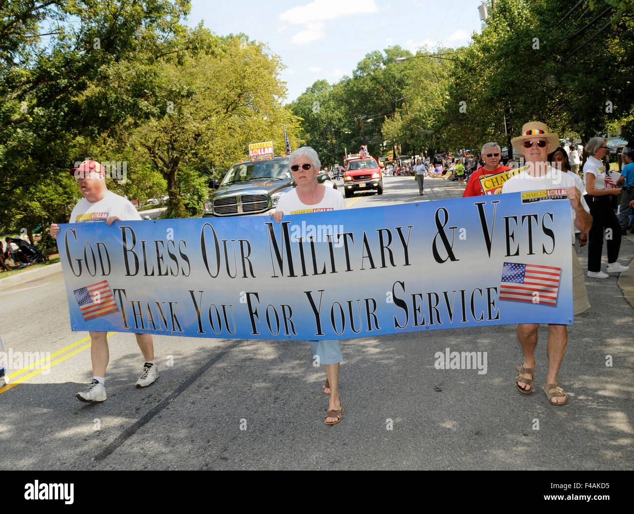 Veteran & Unterstützer Demonstranten in einem Labor-Day-Parade in Greenbelt, Maryland Stockfoto