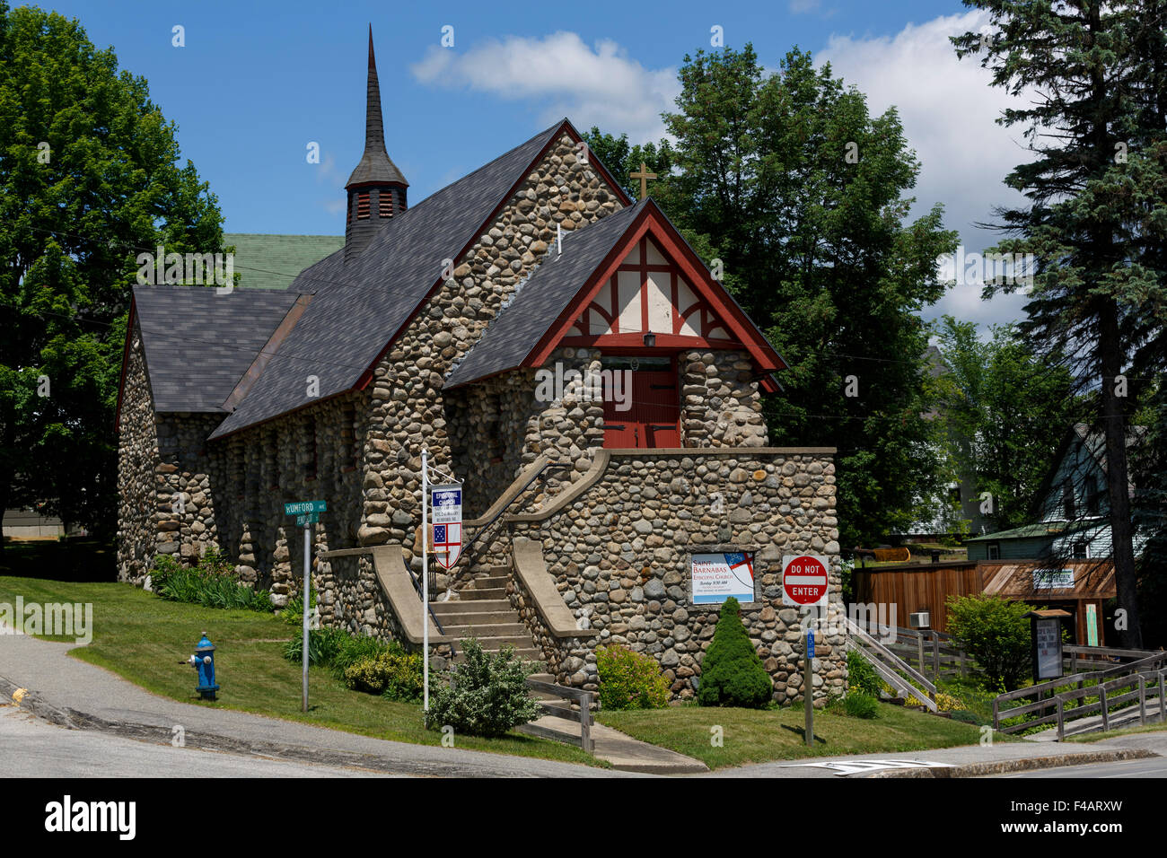 St Barnabas episkopalen Kirche einzigartige Gebäude aus Stein Rumford Maine USA Stockfoto