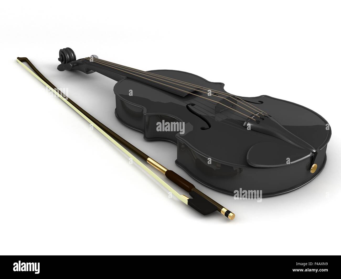 schwarze Violine auf weißem Hintergrund Stockfoto