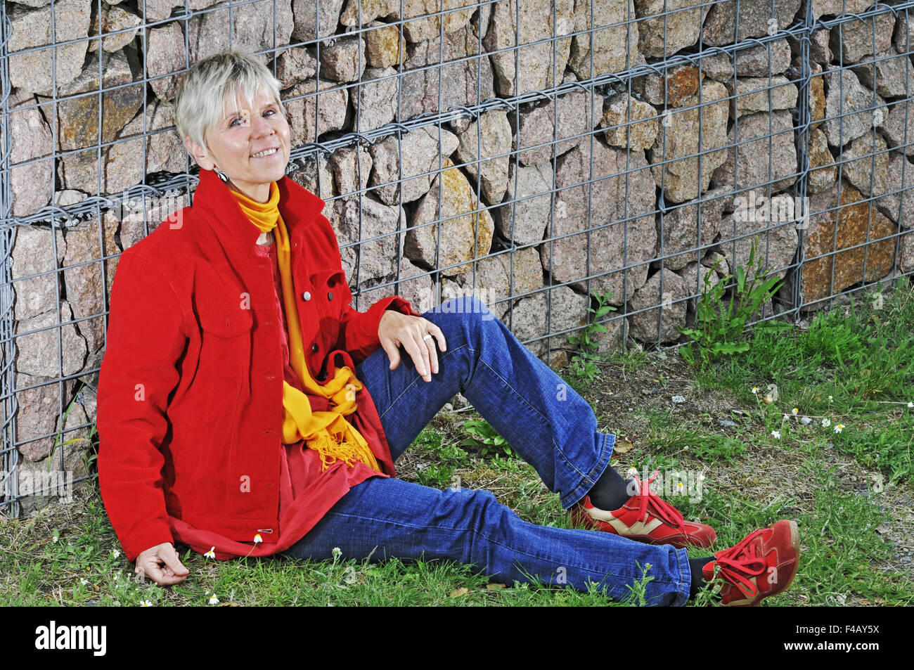 Inhalt an der Wand Stockfoto