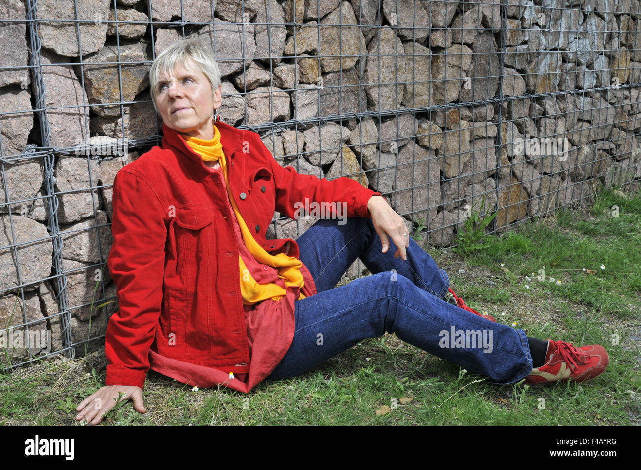 blickte auf die Wand Stockfoto