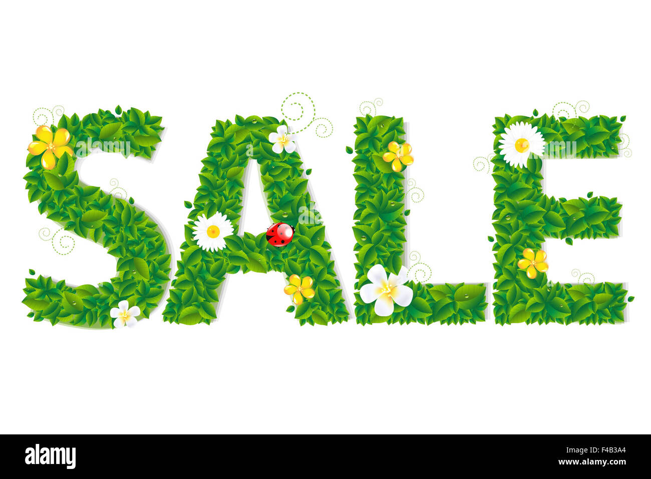 Verkauf-Text mit Blumen Stockfoto