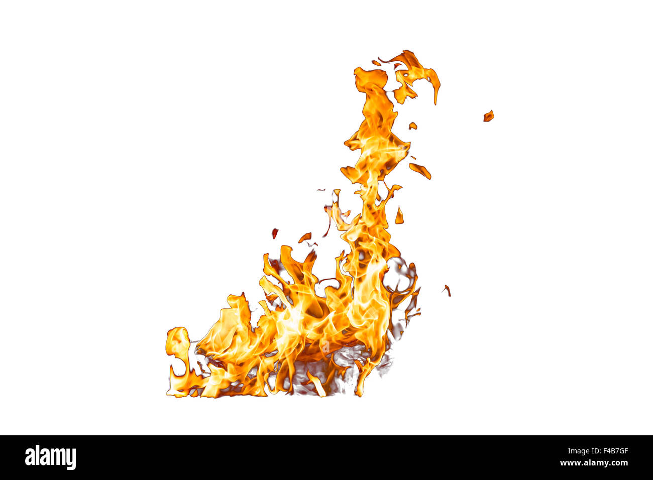 Feuer Flammen isoliert auf weiss Stockfoto