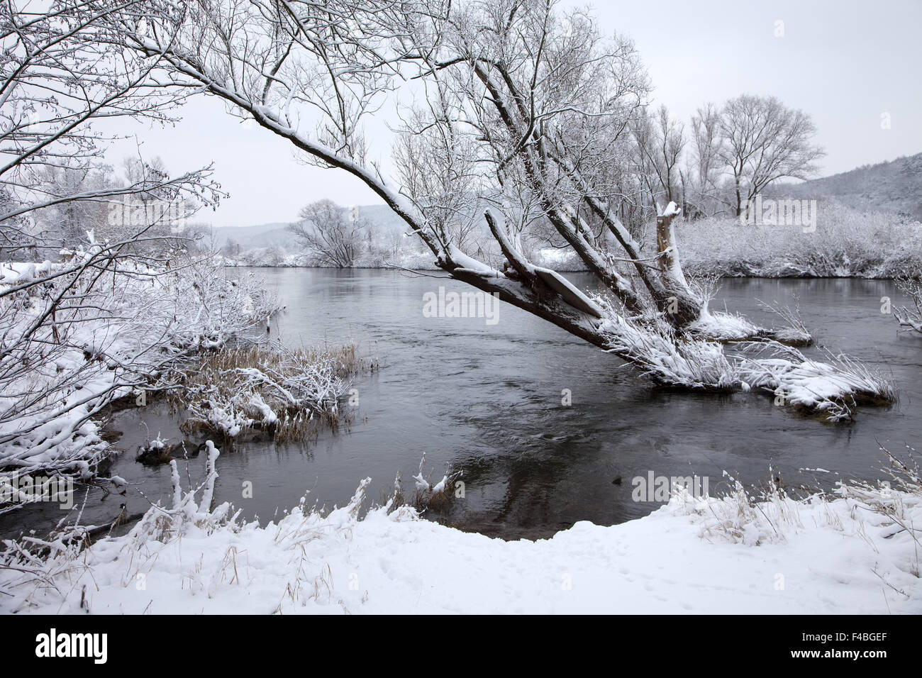 Die Ruhr im Winter, Wetter, Deutschland. Stockfoto