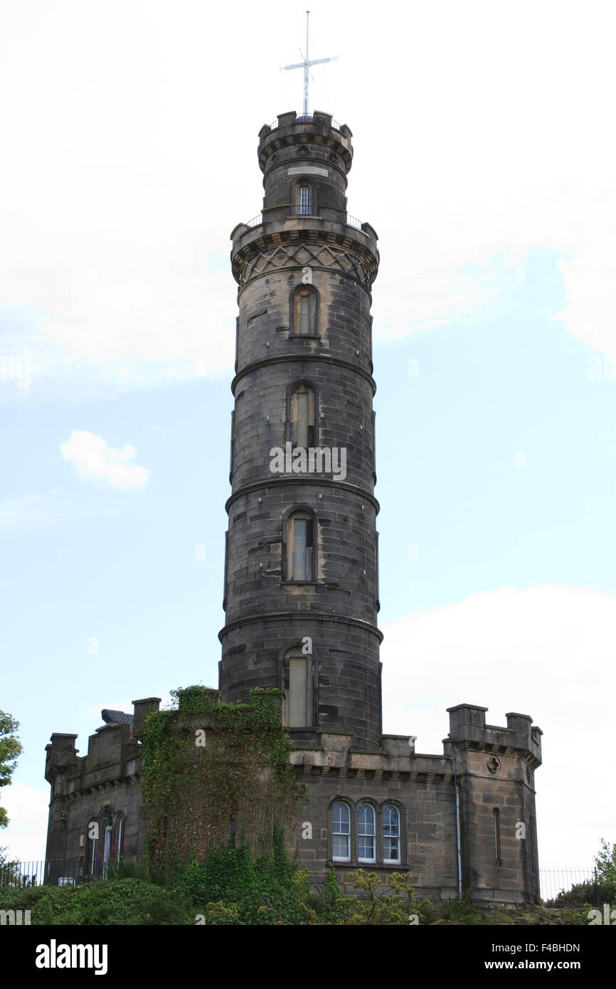 Das Nelson-Monument auf Calton Hill in Edinburgh, Schottland. Stockfoto