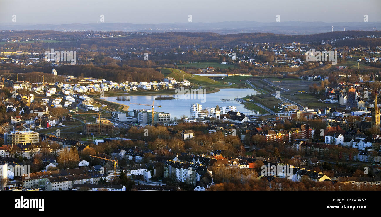 Blick auf den Phoenix See, Dortmund, Deutschland. Stockfoto