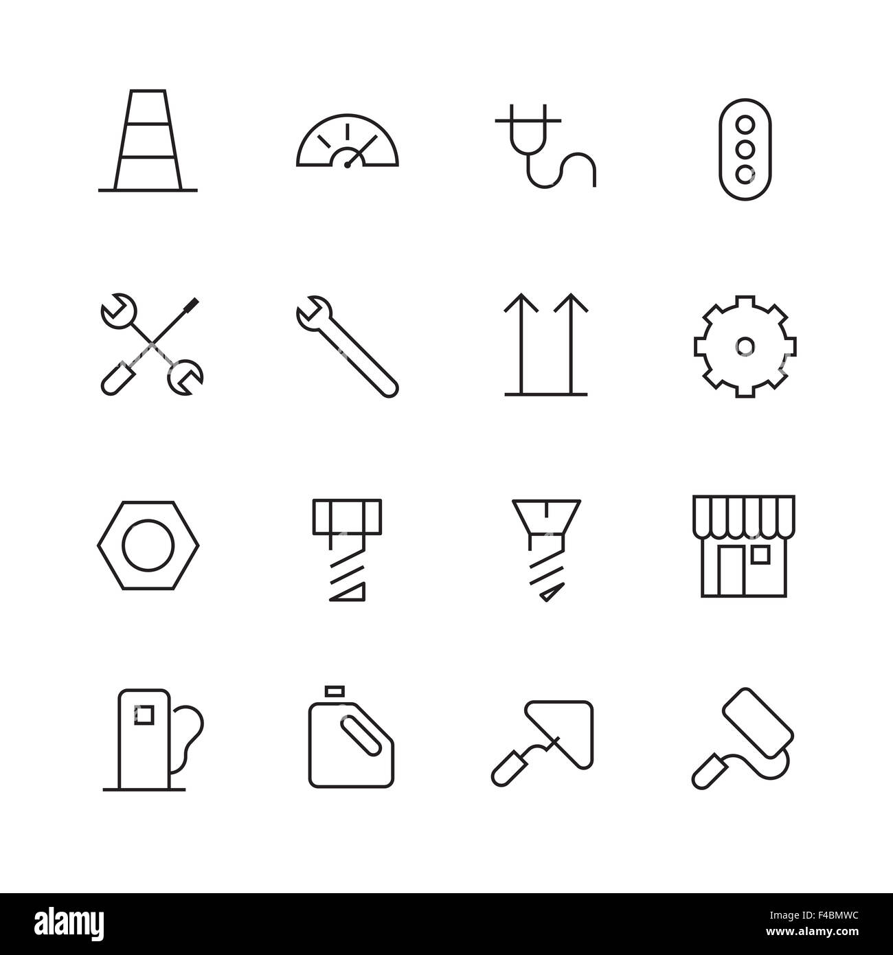 Dünne Linie Symbole für industrielle Stockfoto